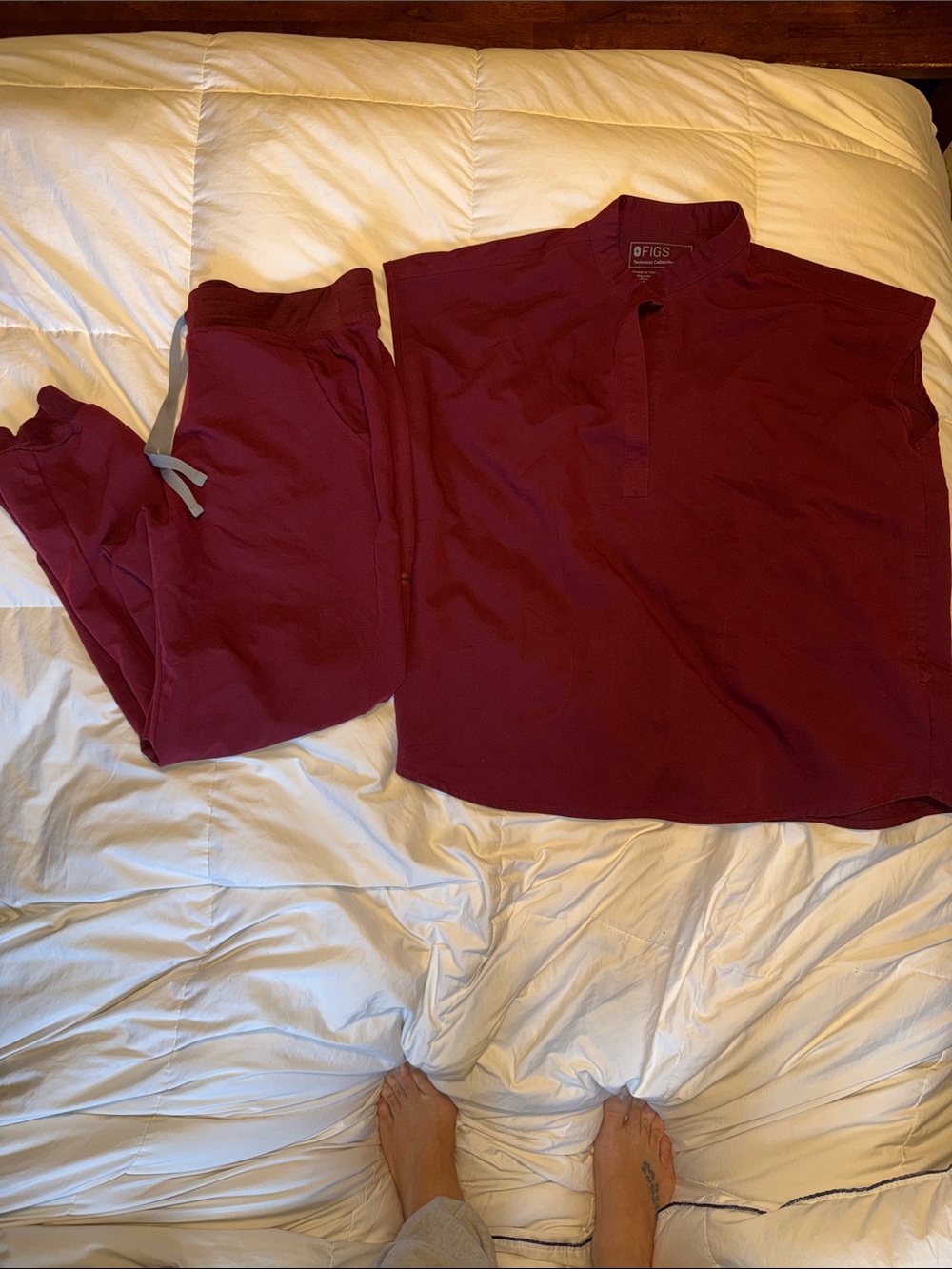 Figs Deep Burgundy Medical Scrub Top and Pants